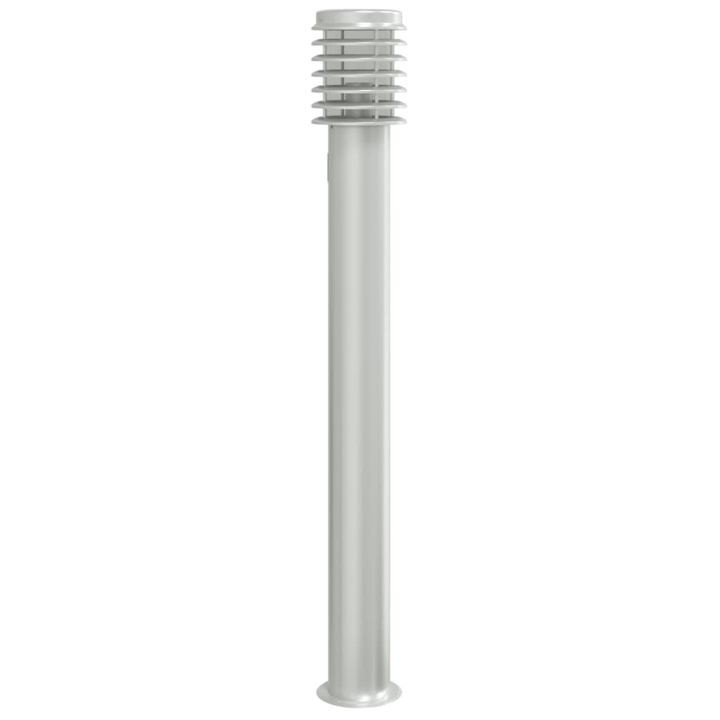 Candeeiro chão p/ exterior c/ tomada 110 cm aço inox. prateado