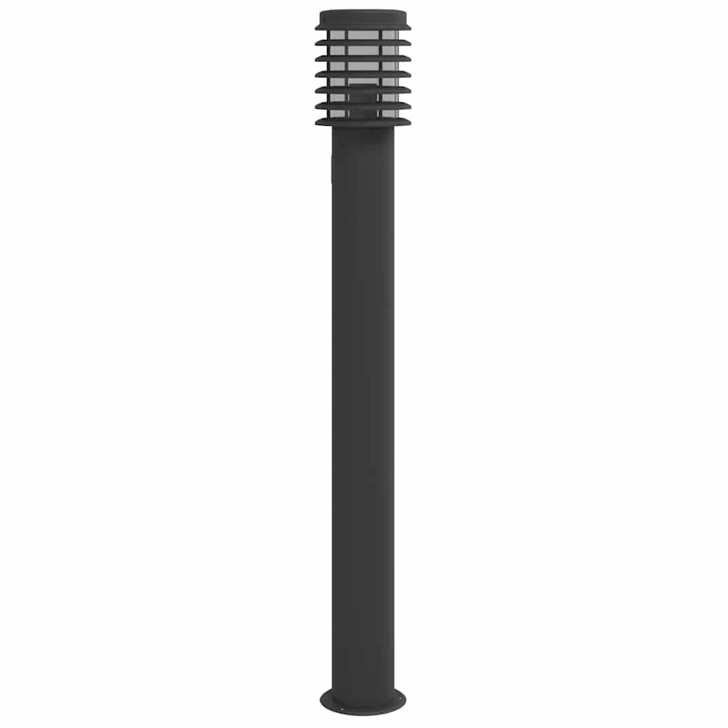 Candeeiro chão exterior c/ tomada 3 pcs 110 cm aço inox. preto
