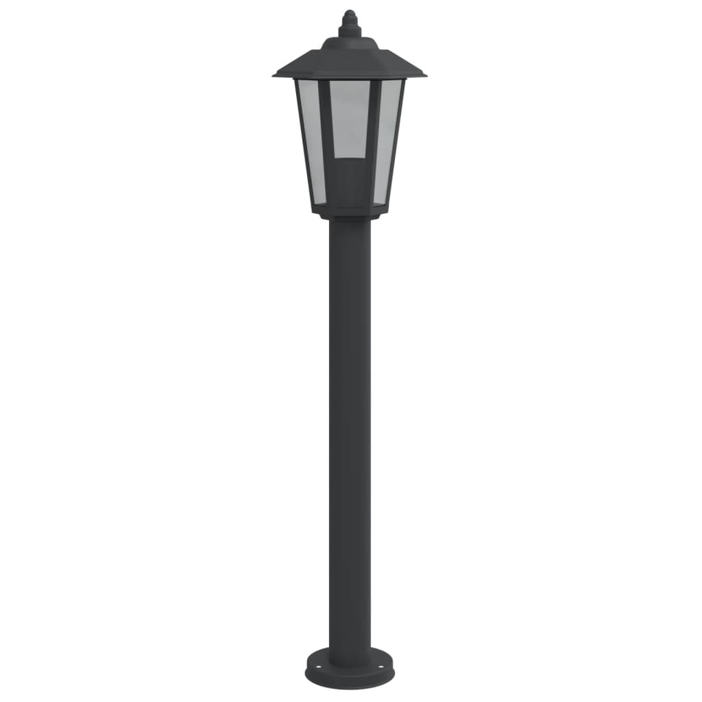 Candeeiros de chão para exterior 3 pcs 80 cm aço inox. preto