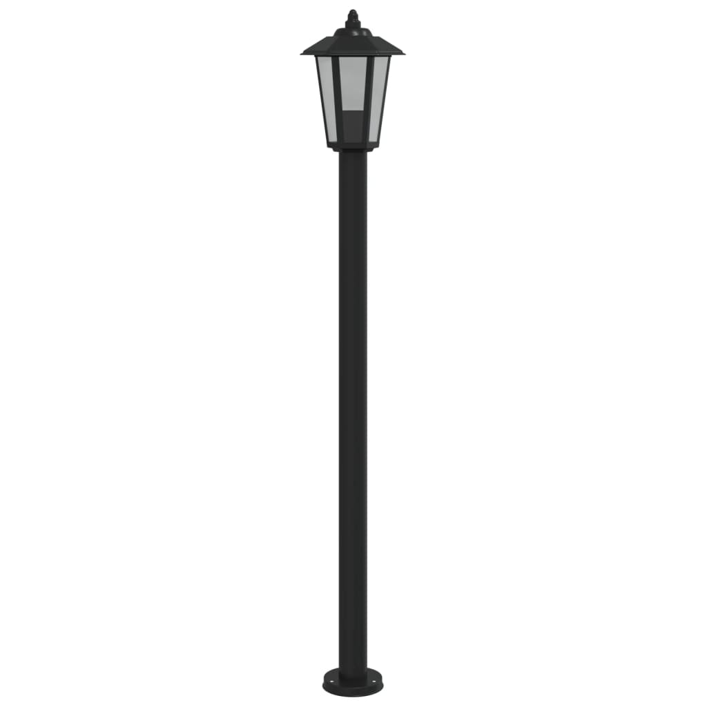 Candeeiro de chão para exterior 3 pcs 120 cm aço inox. preto