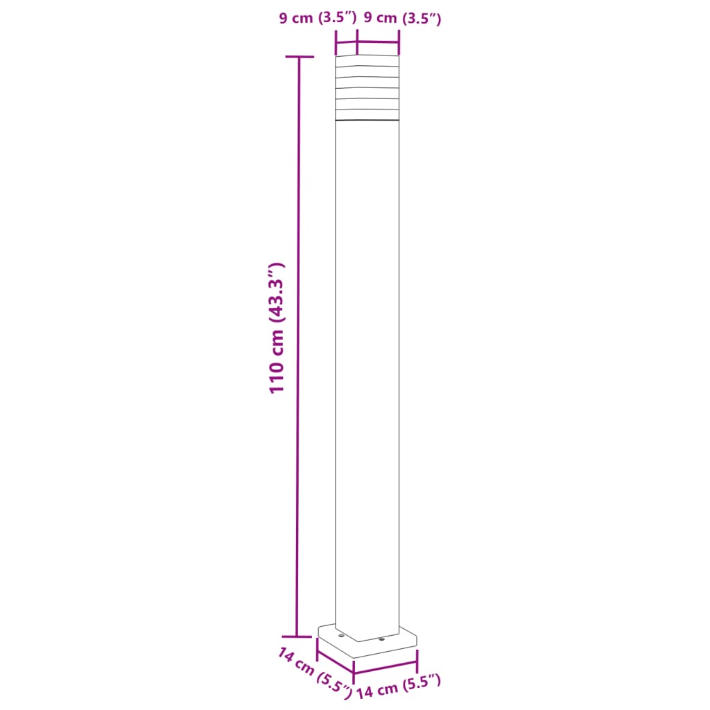 Candeeiros de chão para exterior 3 pcs 110 cm alumínio preto