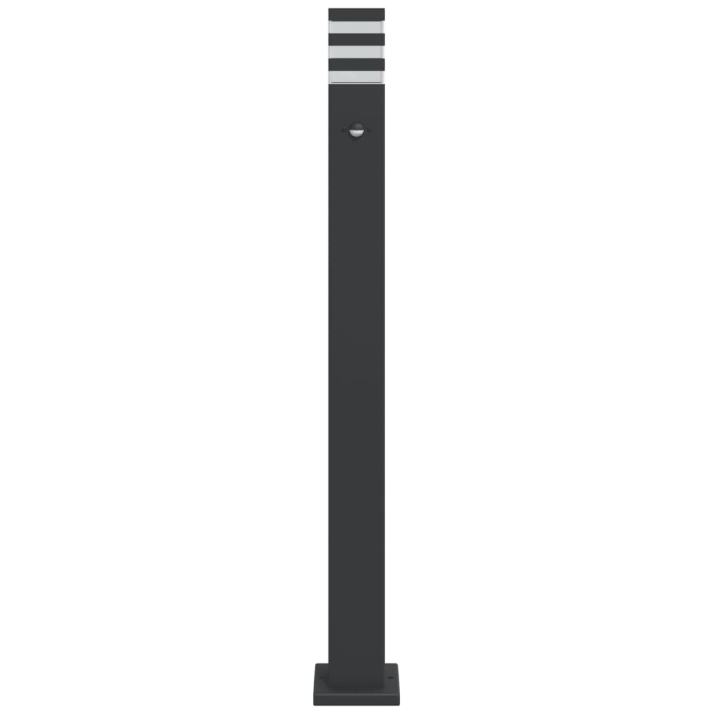 Candeeiro chão p/ exterior c/ sensor 3 pcs 110cm alumínio preto