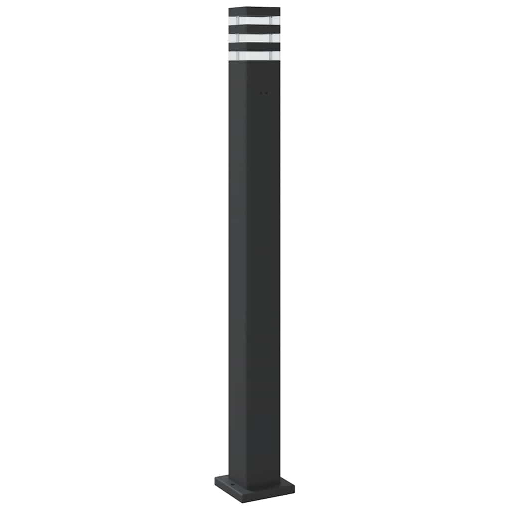Candeeiro chão p/ exterior c/ sensor 3 pcs 110cm alumínio preto