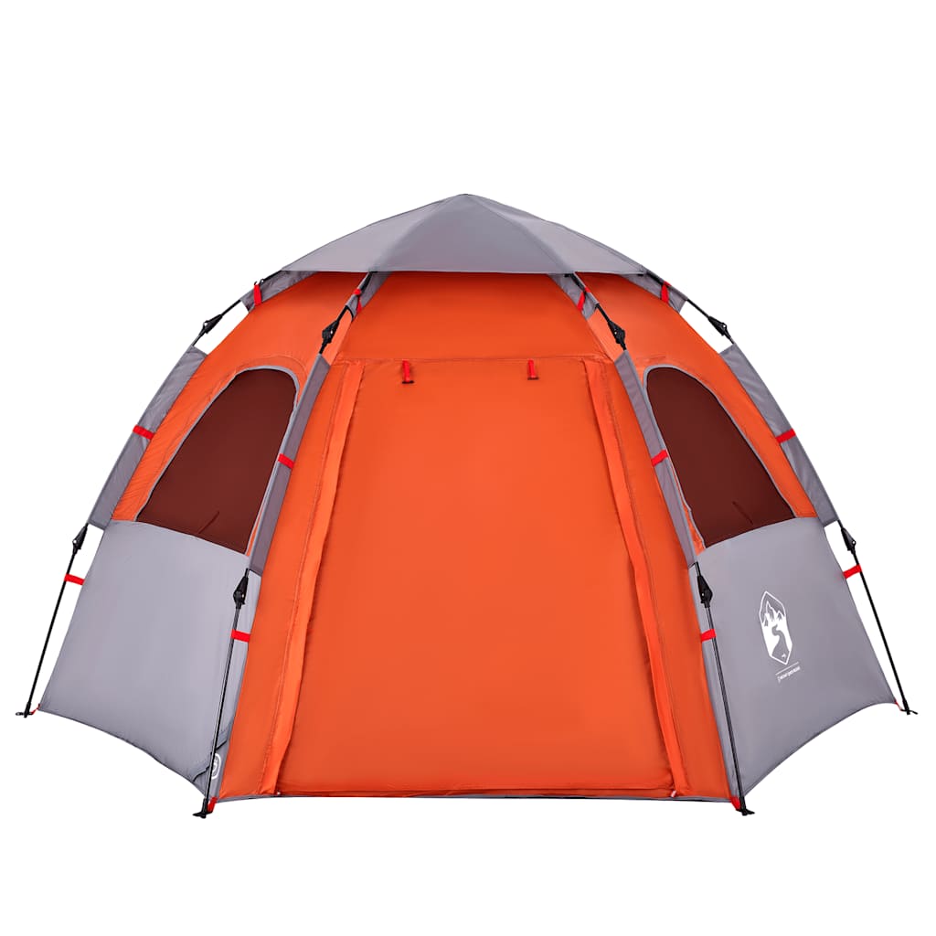 Tenda campismo cabana 4 pessoas libertação rápida cinza/laranja