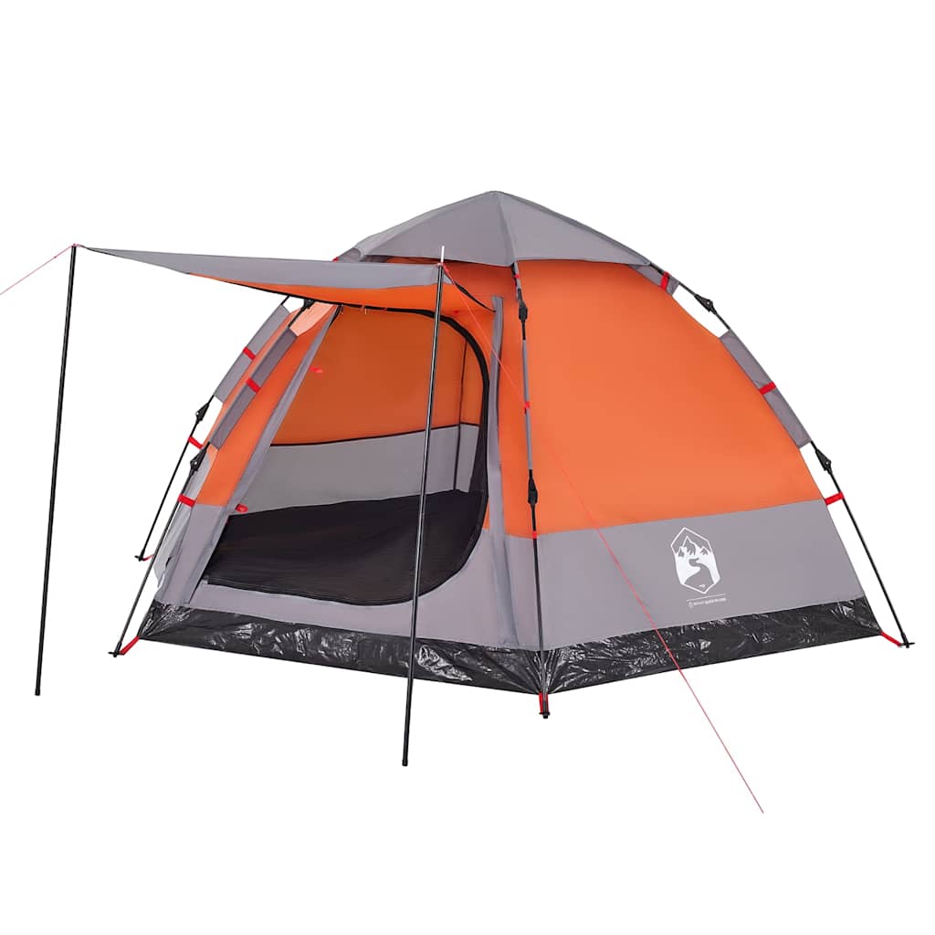 Tenda campismo cabana 4 pessoas libertação rápida cinza/laranja
