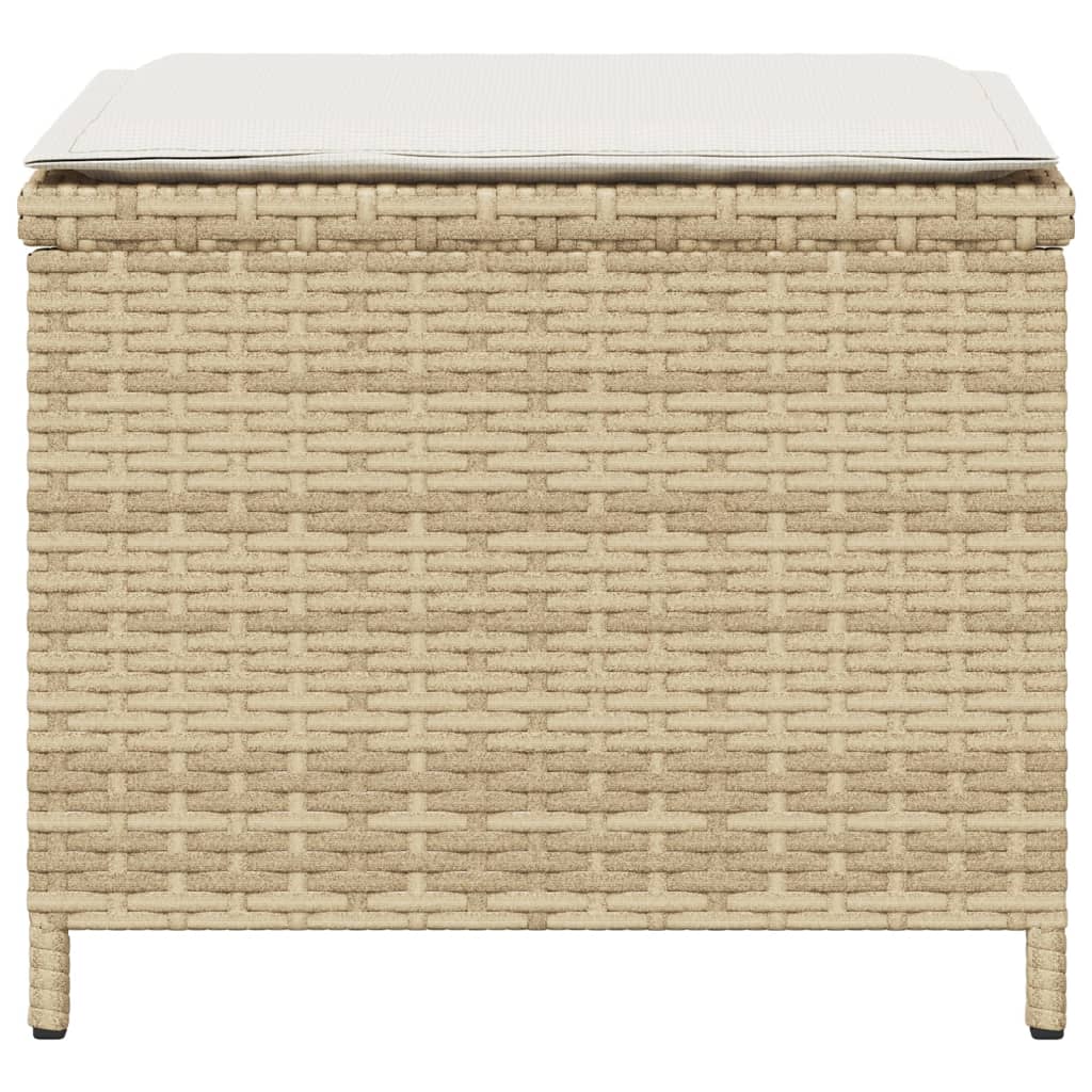 Bancos de jardim com almofadões 4 pcs 40x40x35 cm vime PE bege
