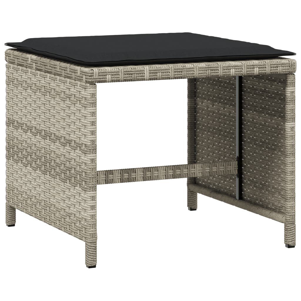 Bancos jardim c/ almofadões 4pcs 40x40x35cm vime PE cinza-claro