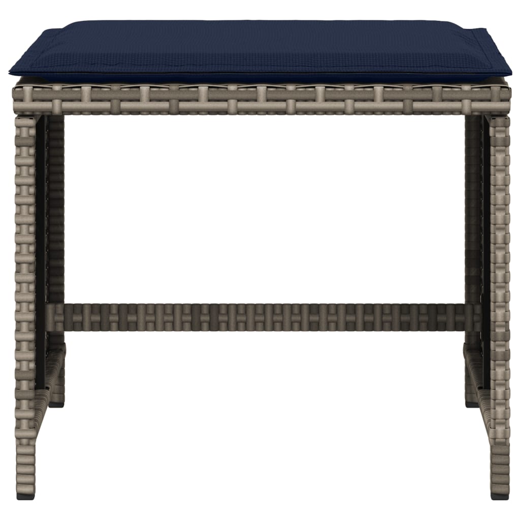 Bancos jardim com almofadões 4 pcs 40x40x35 cm vime PE cinzento