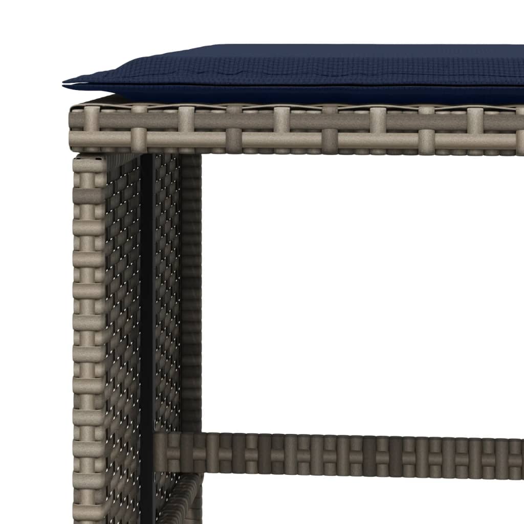 Bancos jardim com almofadões 4 pcs 40x40x35 cm vime PE cinzento