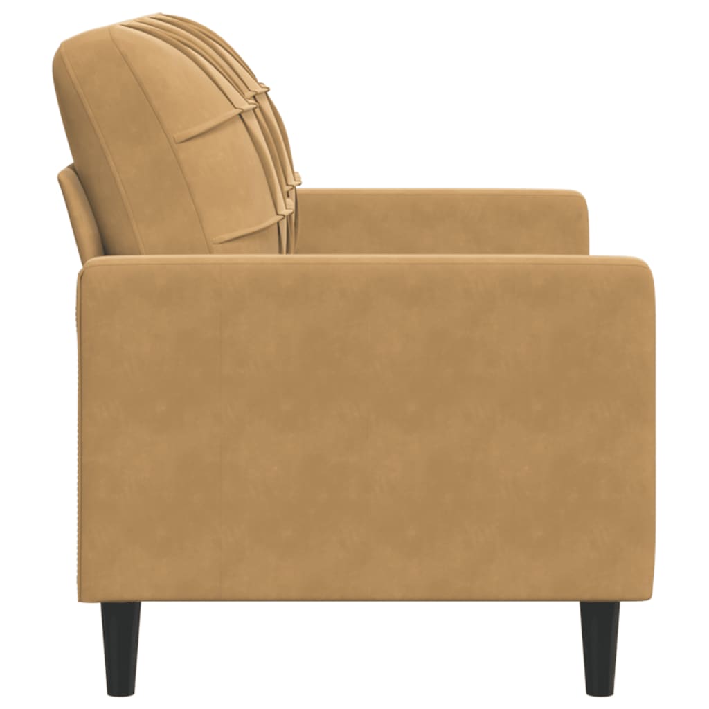 Sofá de 2 lugares veludo 120 cm castanho