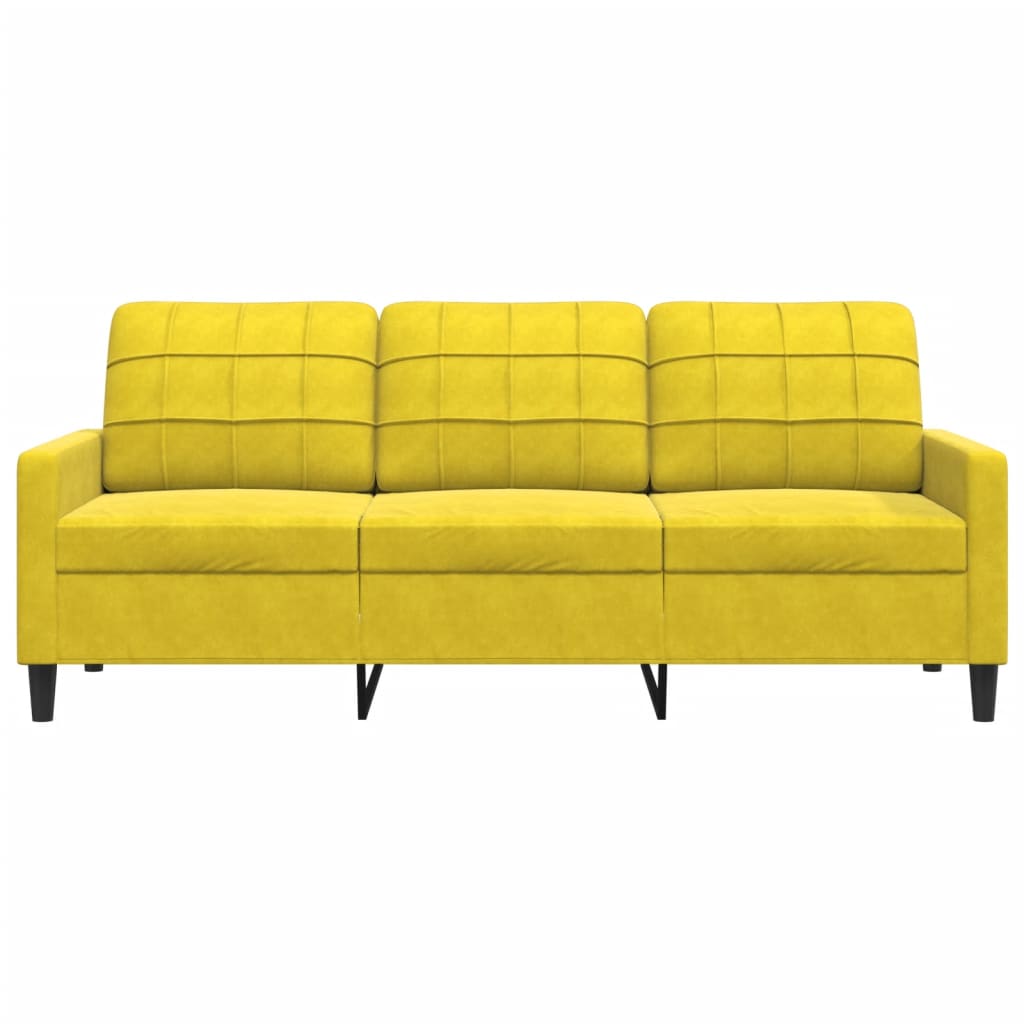 Sofá de 3 lugares 180 cm veludo amarelo