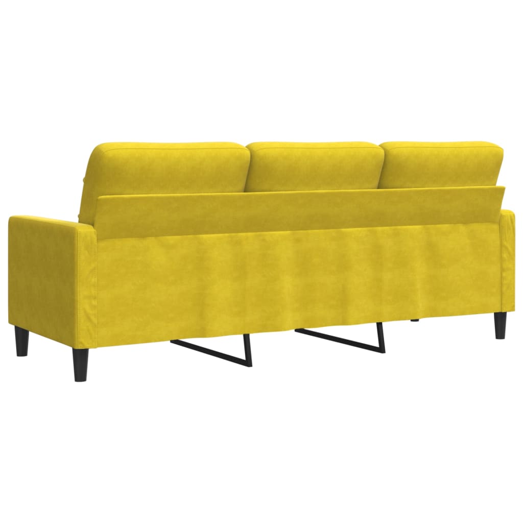 Sofá de 3 lugares 180 cm veludo amarelo