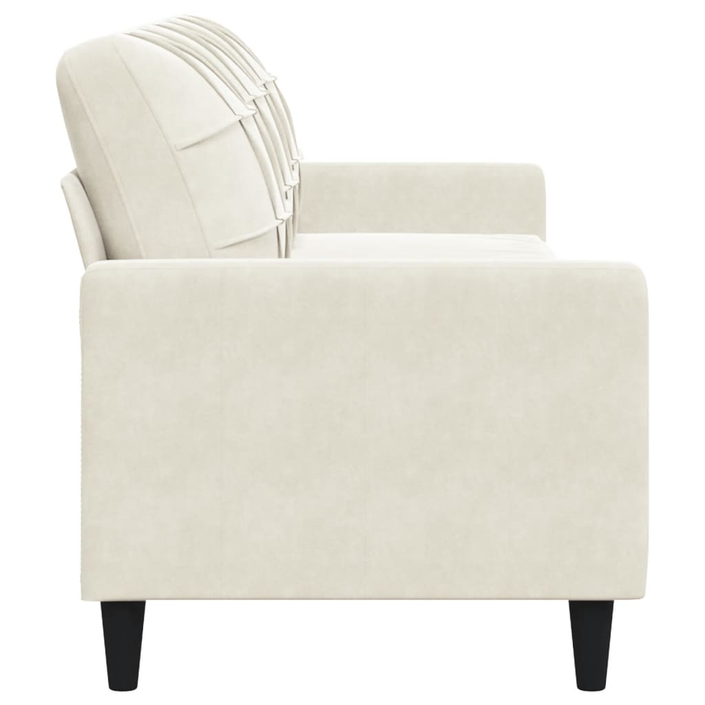 Sofá de 3 lugares 210 cm veludo cor creme