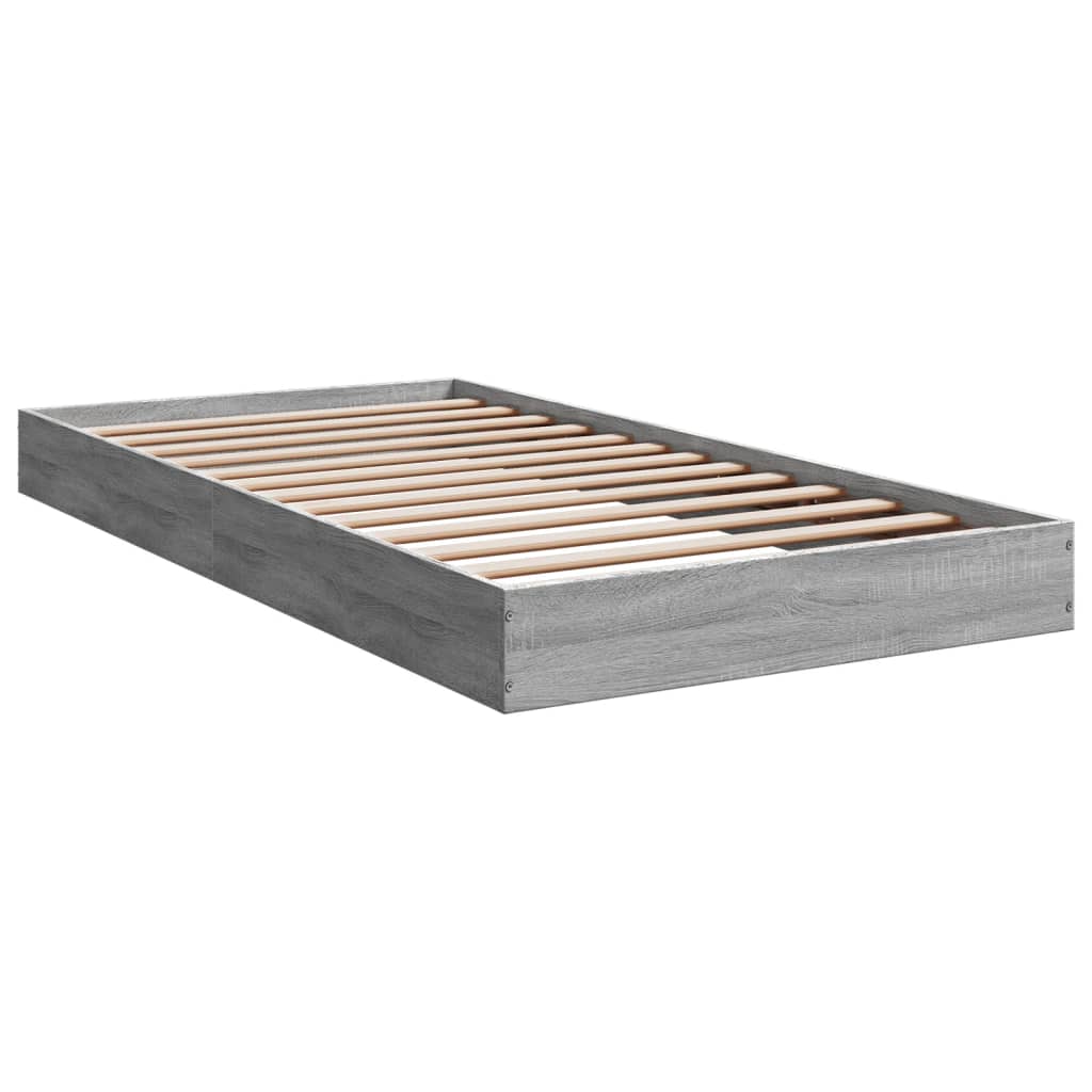 Estrutura cama 100x200 cm derivados de madeira cinzento sonoma