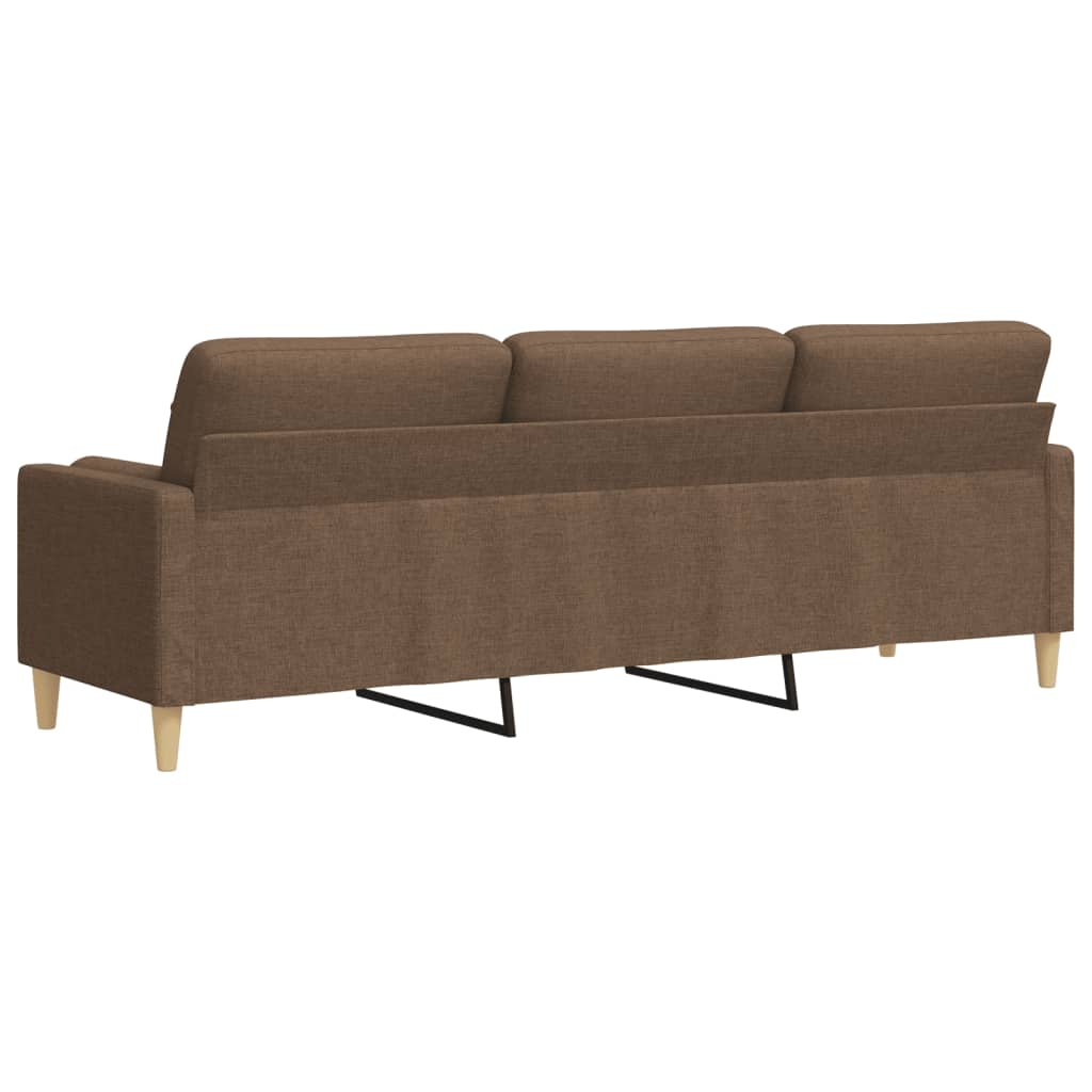 Sofá 3 lugares c/ almofadas decorativas 210 cm tecido castanho