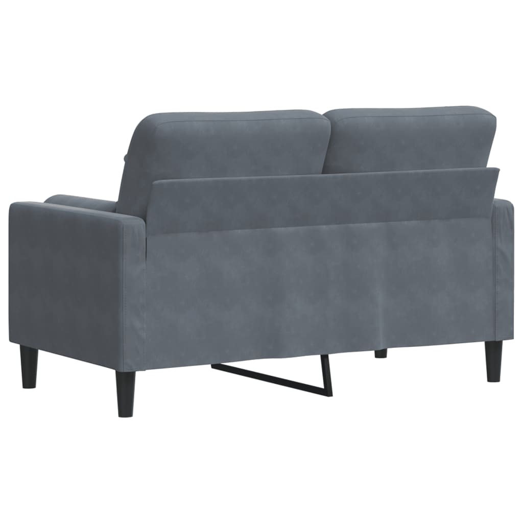 Sofá 2 lug. c/ almofadas decorativas 120 cm veludo cinza-escuro