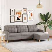 Sofá de 3 lugares + apoio de pés 210cm tecido cinza-acastanhado
