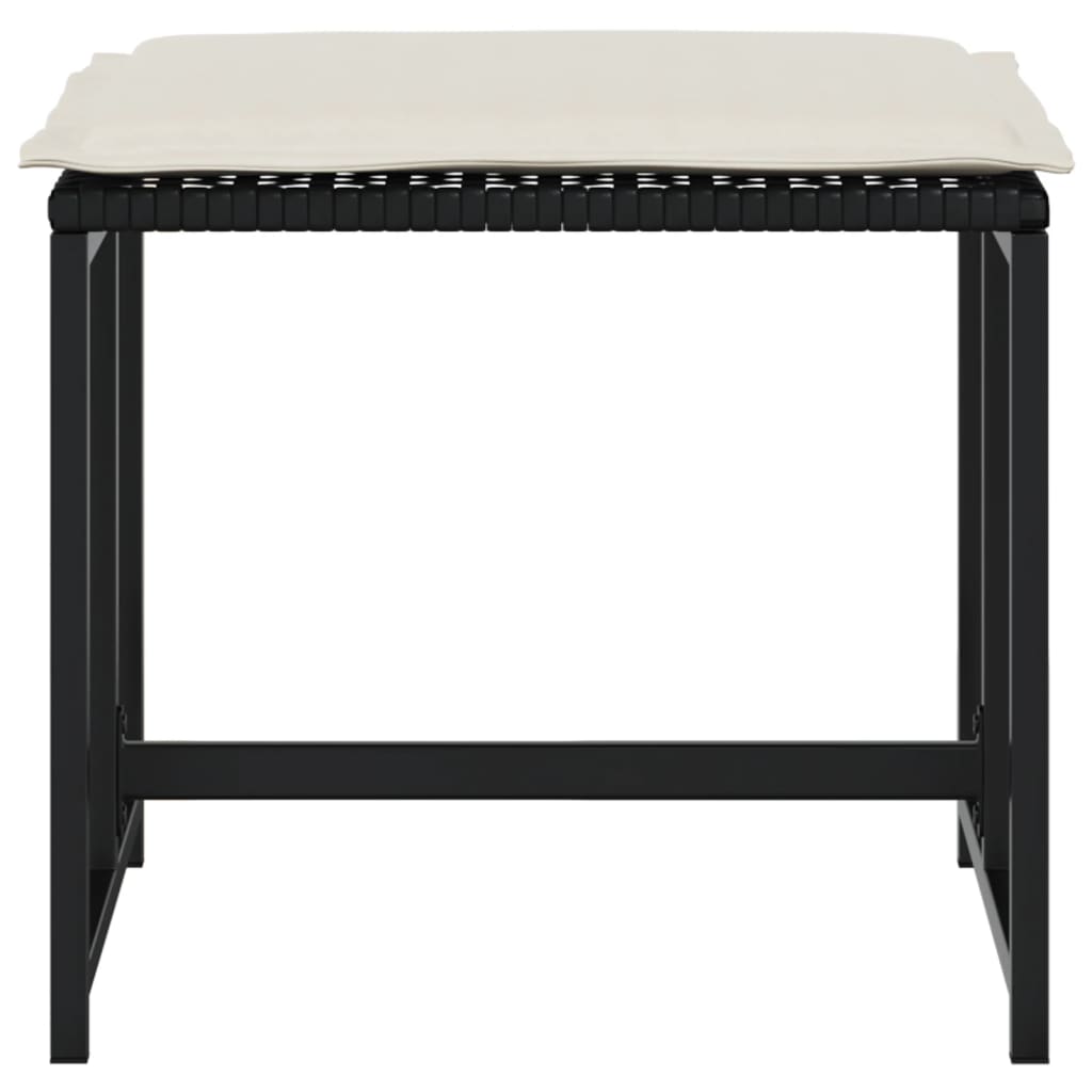 Bancos de jardim com almofadões 4 pcs vime PE preto