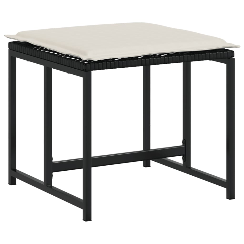 Bancos de jardim com almofadões 4 pcs vime PE preto