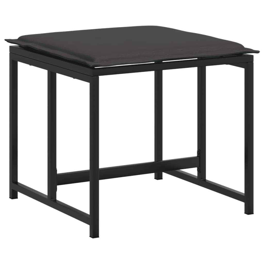 Bancos de jardim c/ almofadões 4 pcs aço e textilene preto