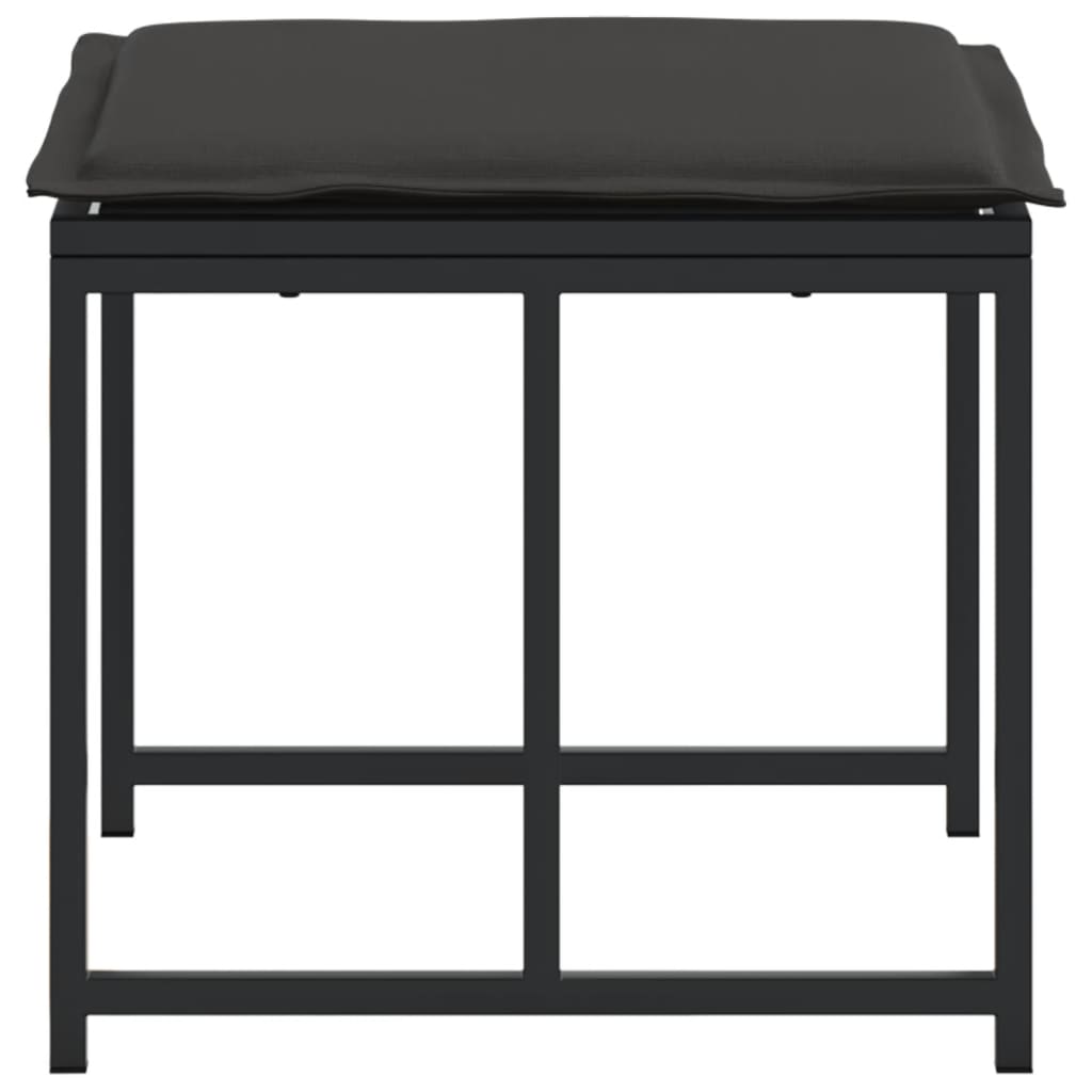 Bancos de jardim c/ almofadões 4 pcs aço e textilene preto