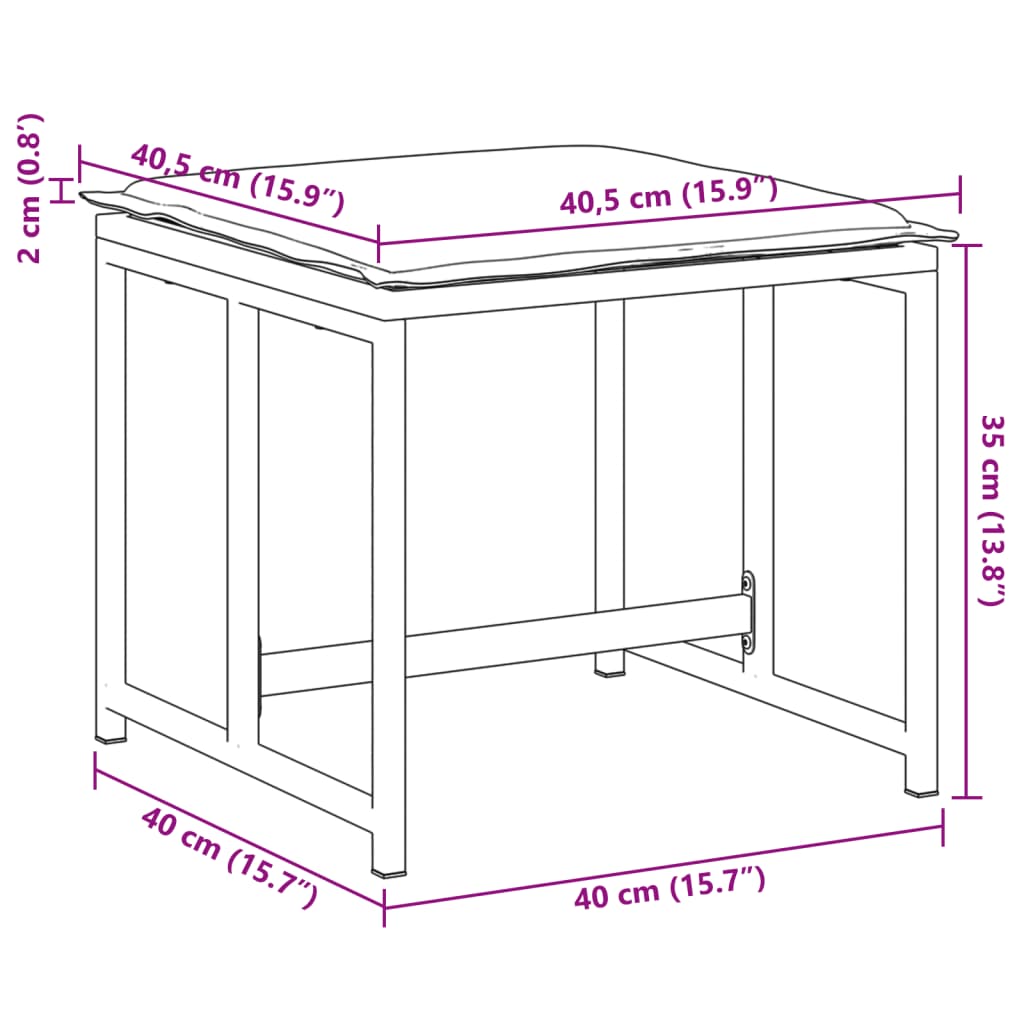 Bancos de jardim c/ almofadões 4 pcs aço e textilene preto
