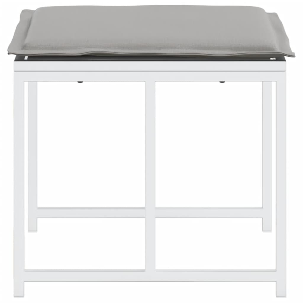 Bancos de jardim c/ almofadões 4 pcs aço e textilene branco