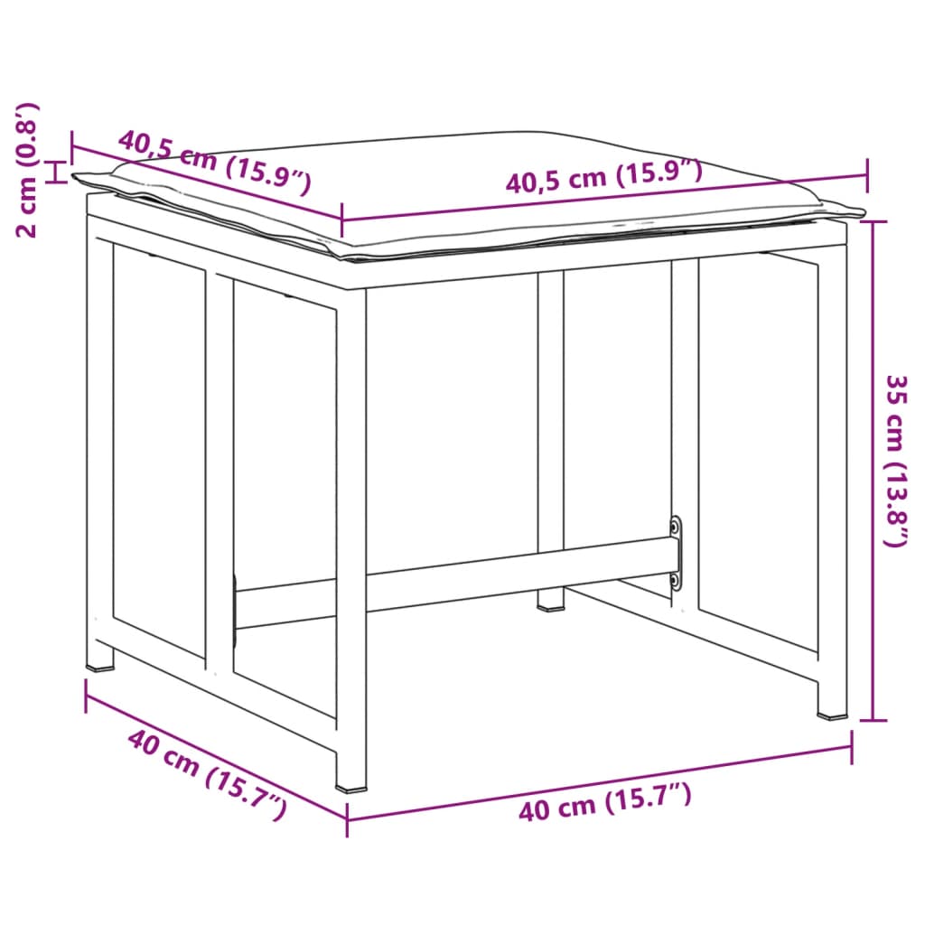 Bancos de jardim c/ almofadões 4 pcs aço e textilene branco