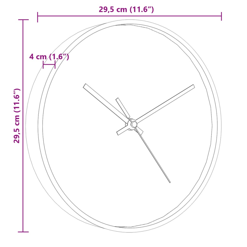 Relógio de parede Ø29,5cm poliestireno e vidro dourado e branco