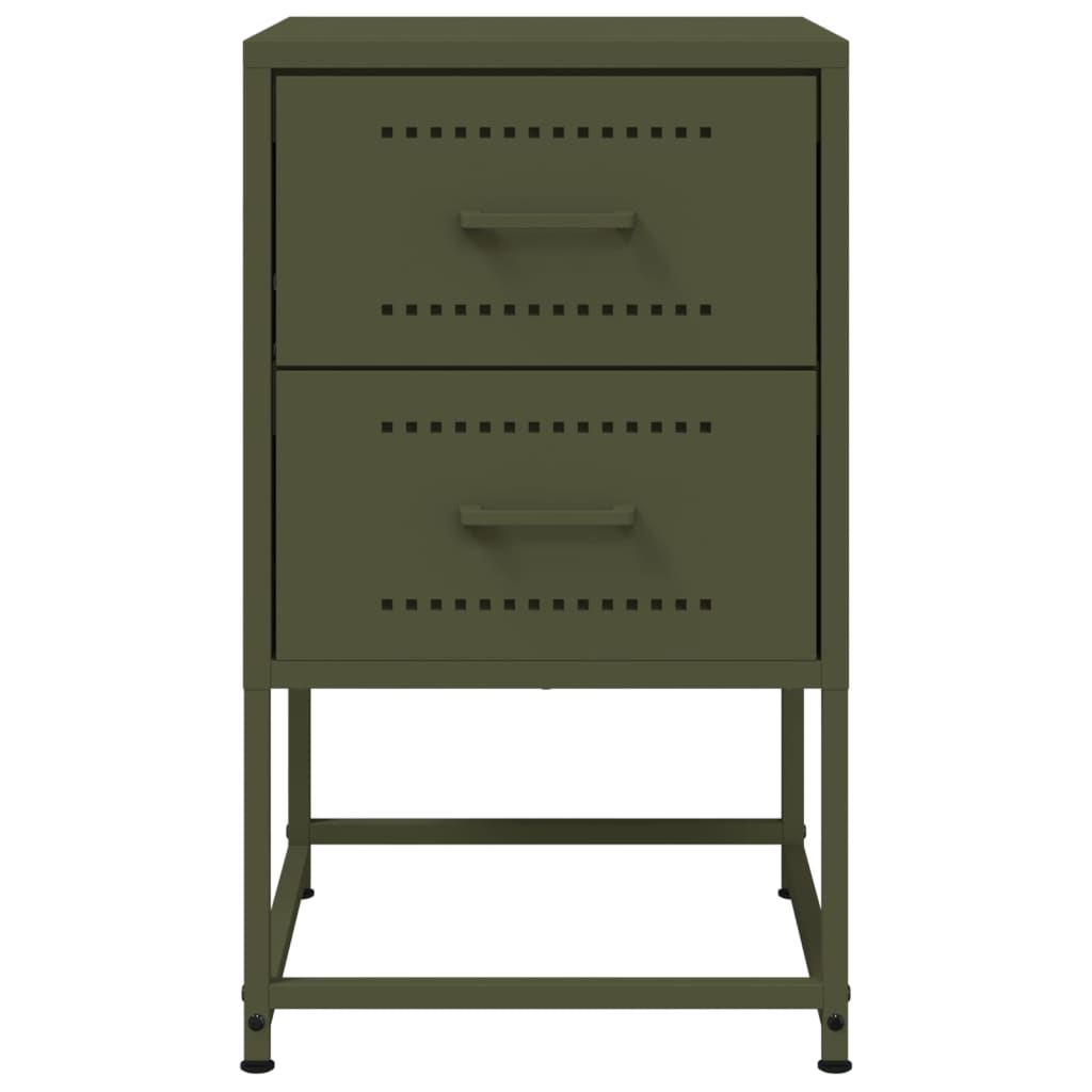 Mesas de cabeceira 2 pcs 36x39x60,5 cm aço verde azeitona