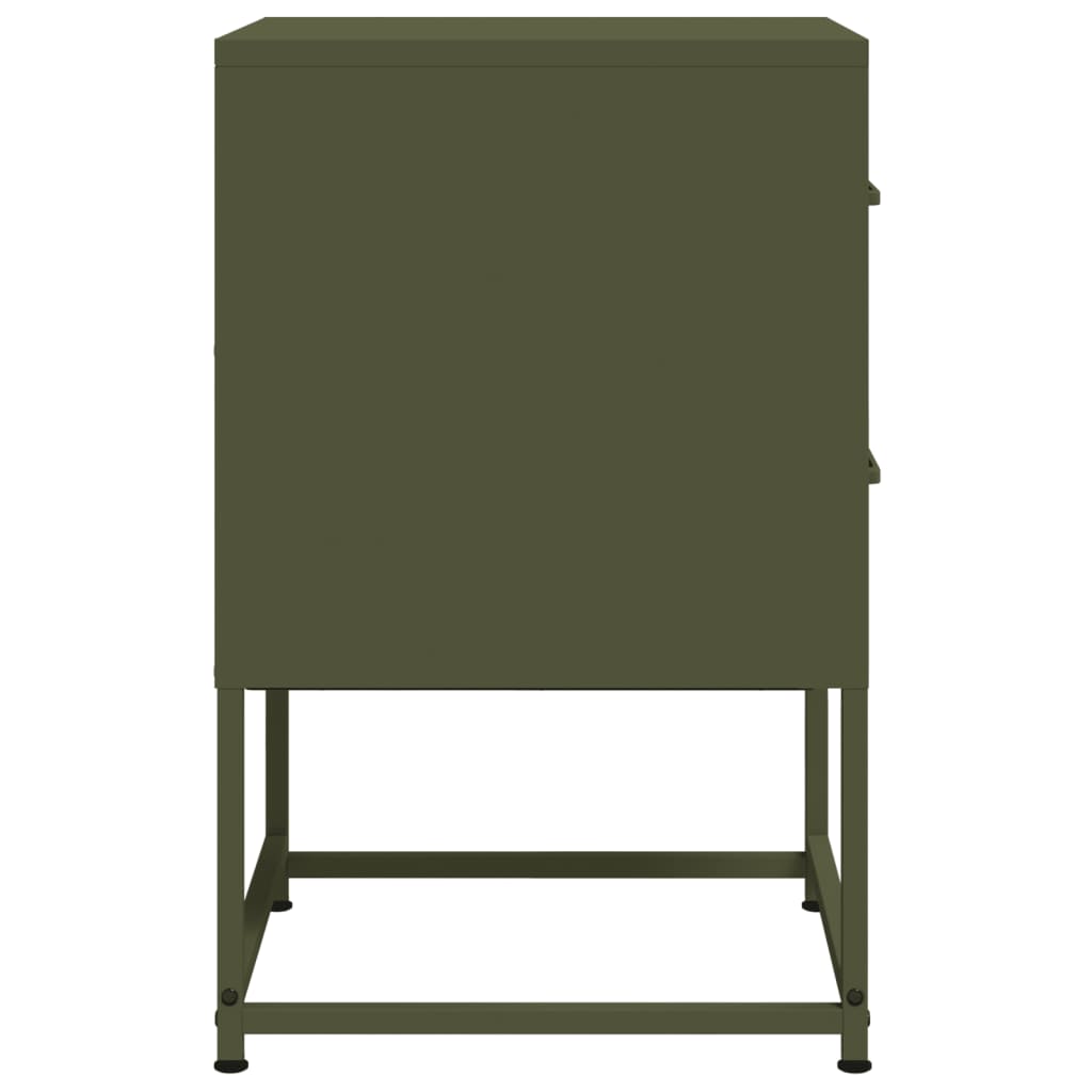 Mesas de cabeceira 2 pcs 36x39x60,5 cm aço verde azeitona