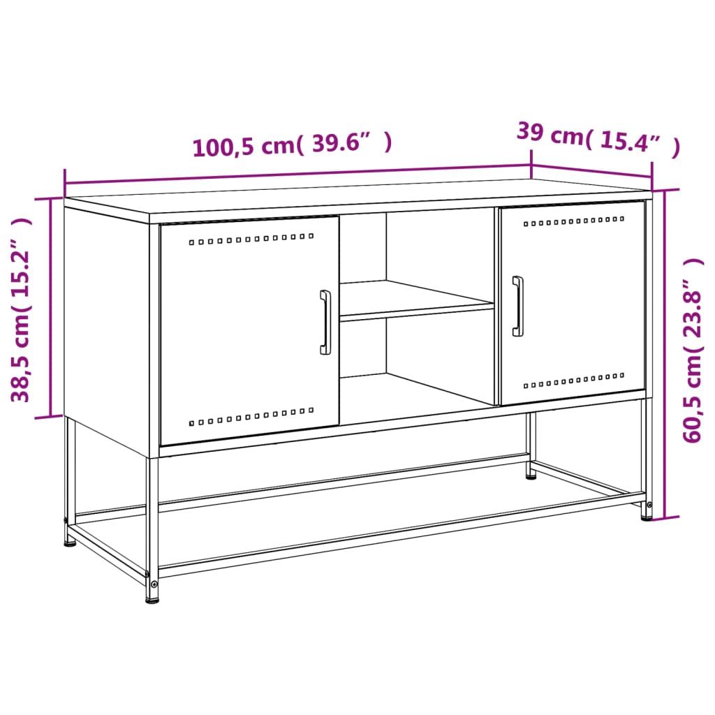Móvel de TV 100,5x39x60,5 cm aço preto