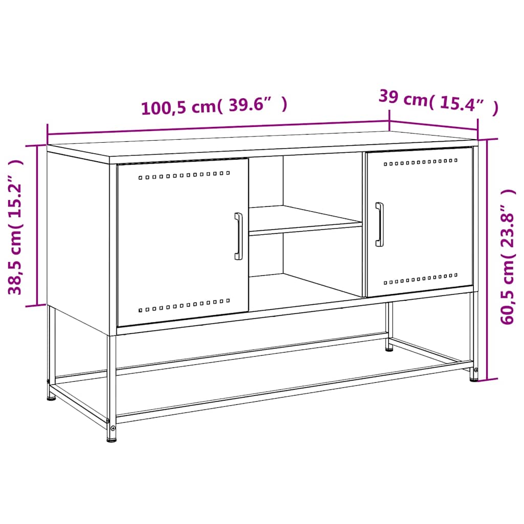 Móvel de TV 100,5x39x60,5 cm aço branco