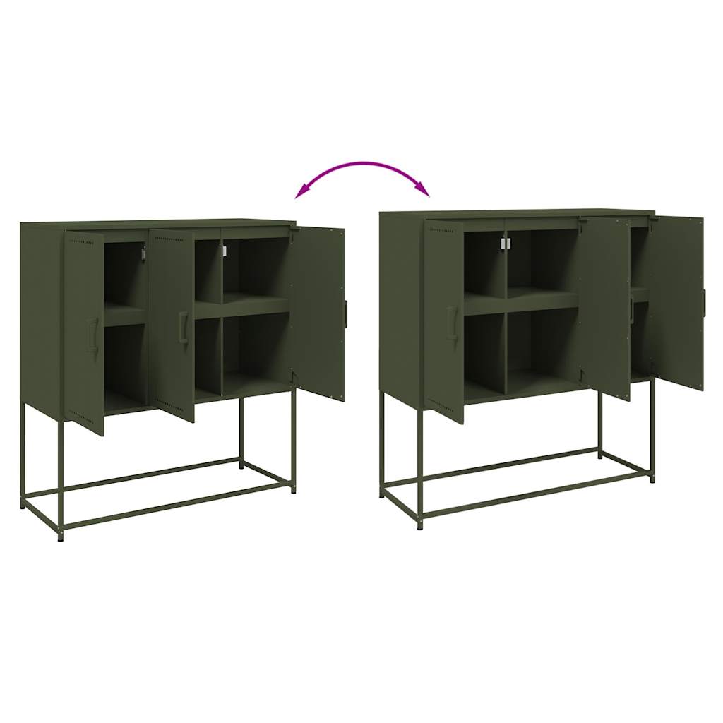 Aparador alto 100,5x39x107 cm aço verde azeitona