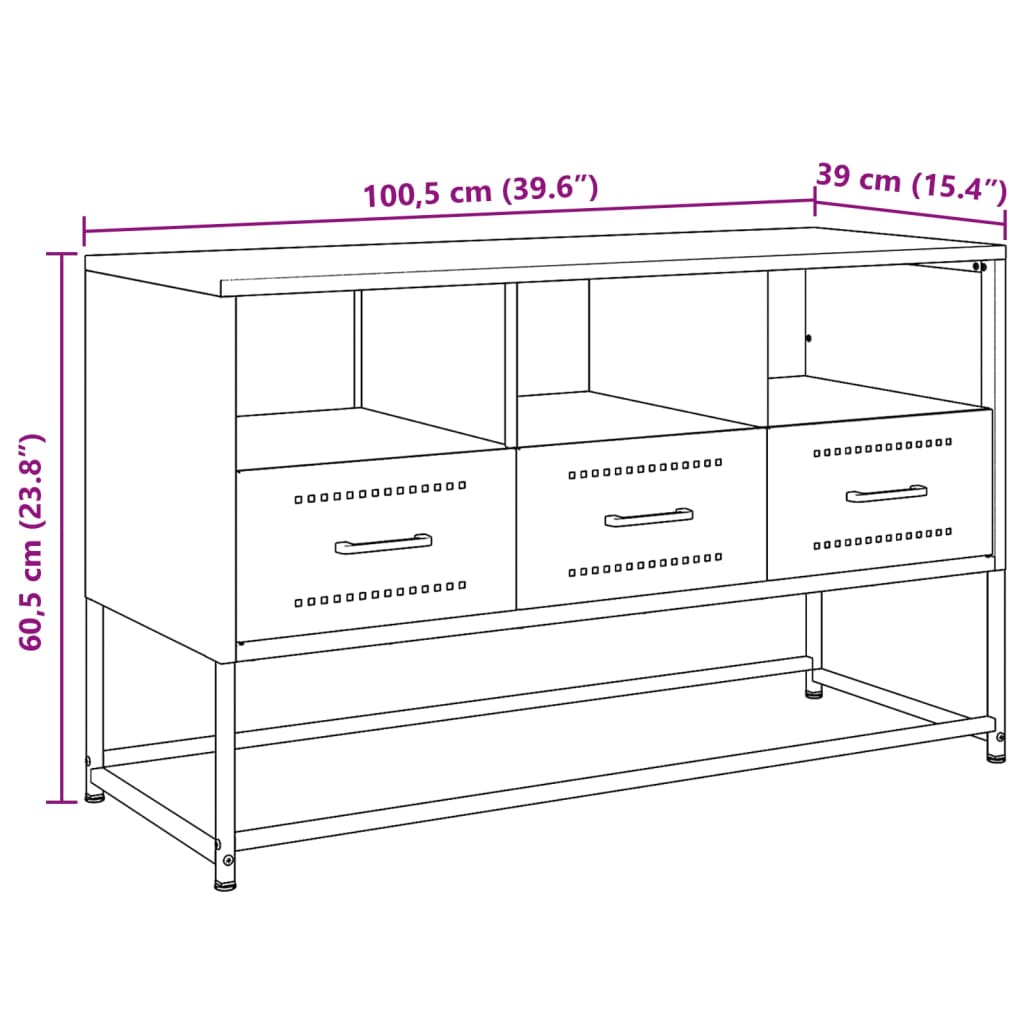 Móvel de TV 100,5x39x60,5 cm aço preto