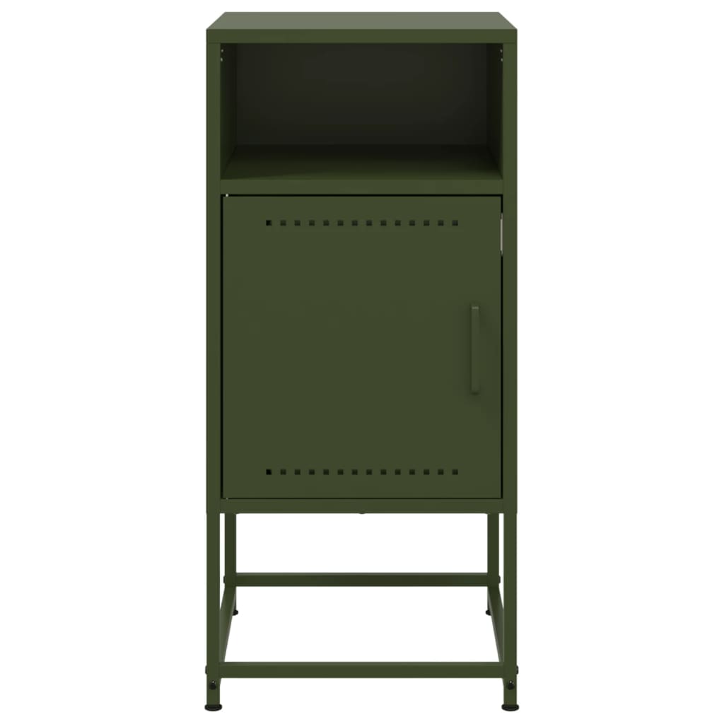 Mesa de cabeceira 36x39x78 cm aço verde-azeitona