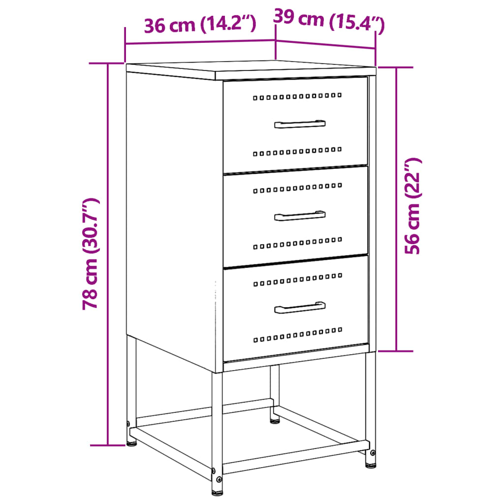 Mesa de cabeceira 36x39x78 cm aço antracite