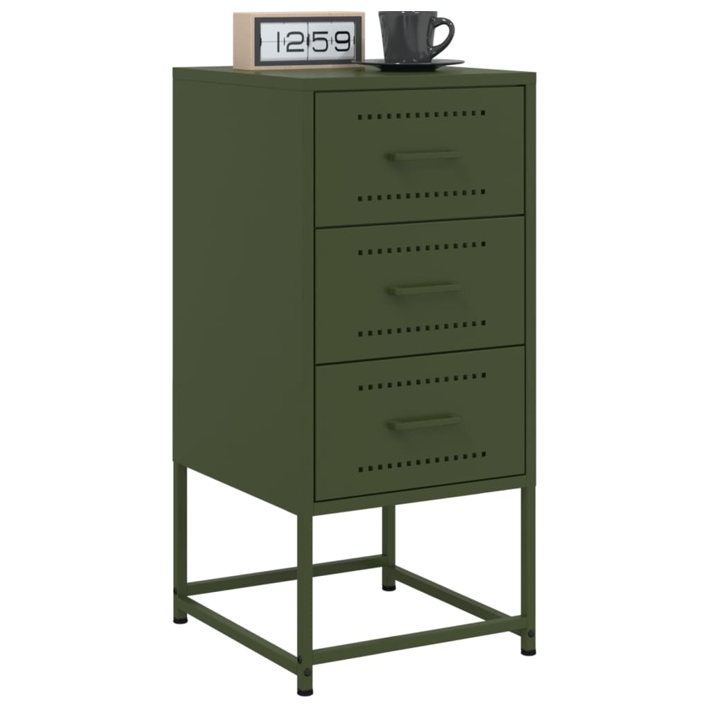 Mesa de cabeceira 36x39x78 cm aço verde-azeitona