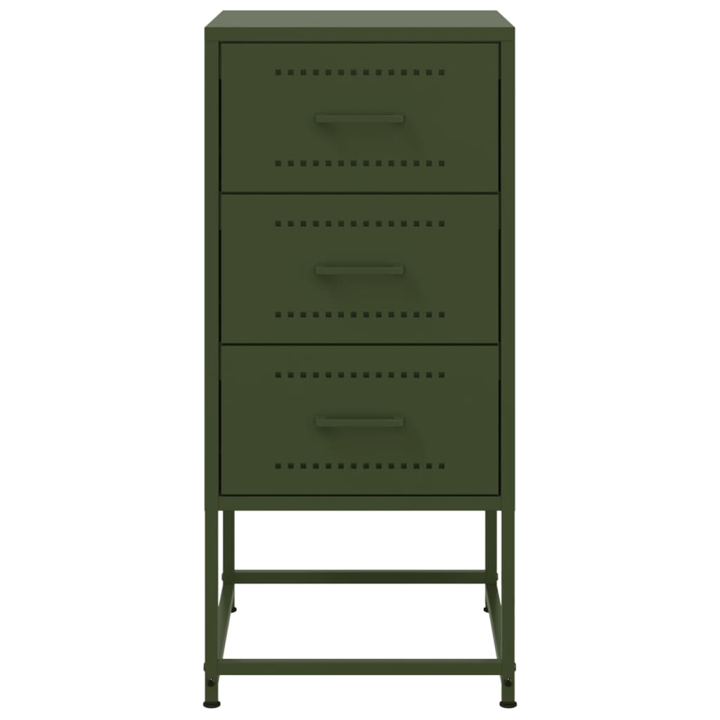 Mesa de cabeceira 36x39x78 cm aço verde-azeitona