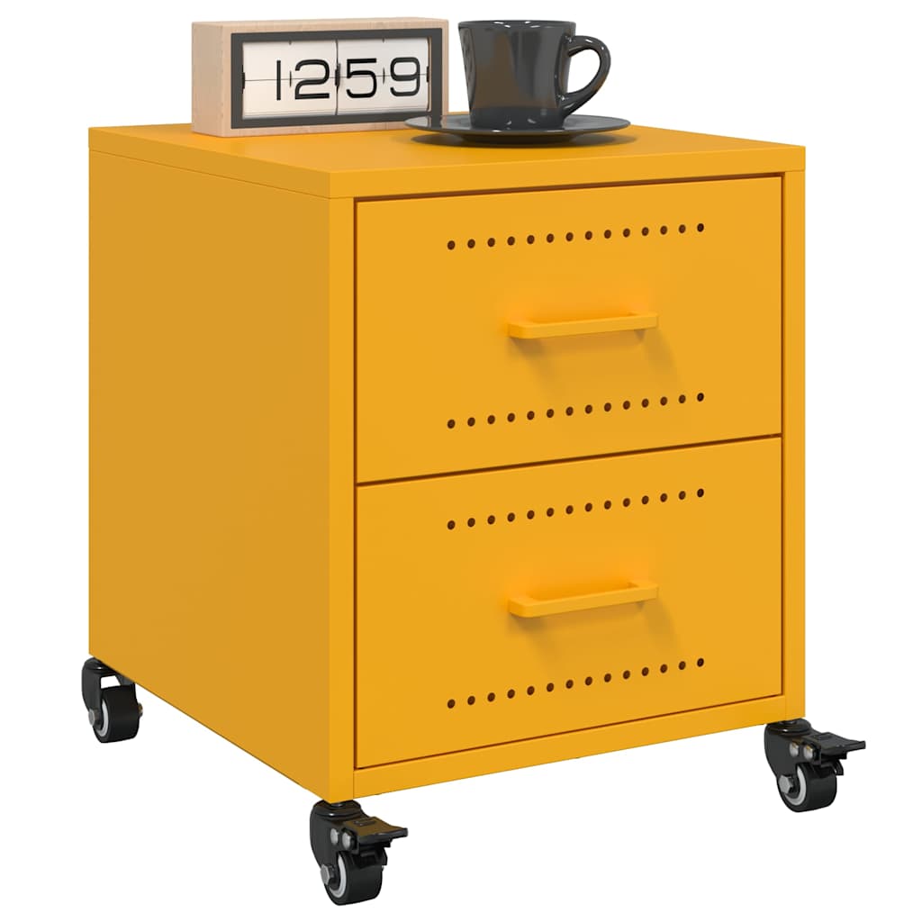 Mesa de cabeceira 36x39x43,5 cm aço amarelo mostarda