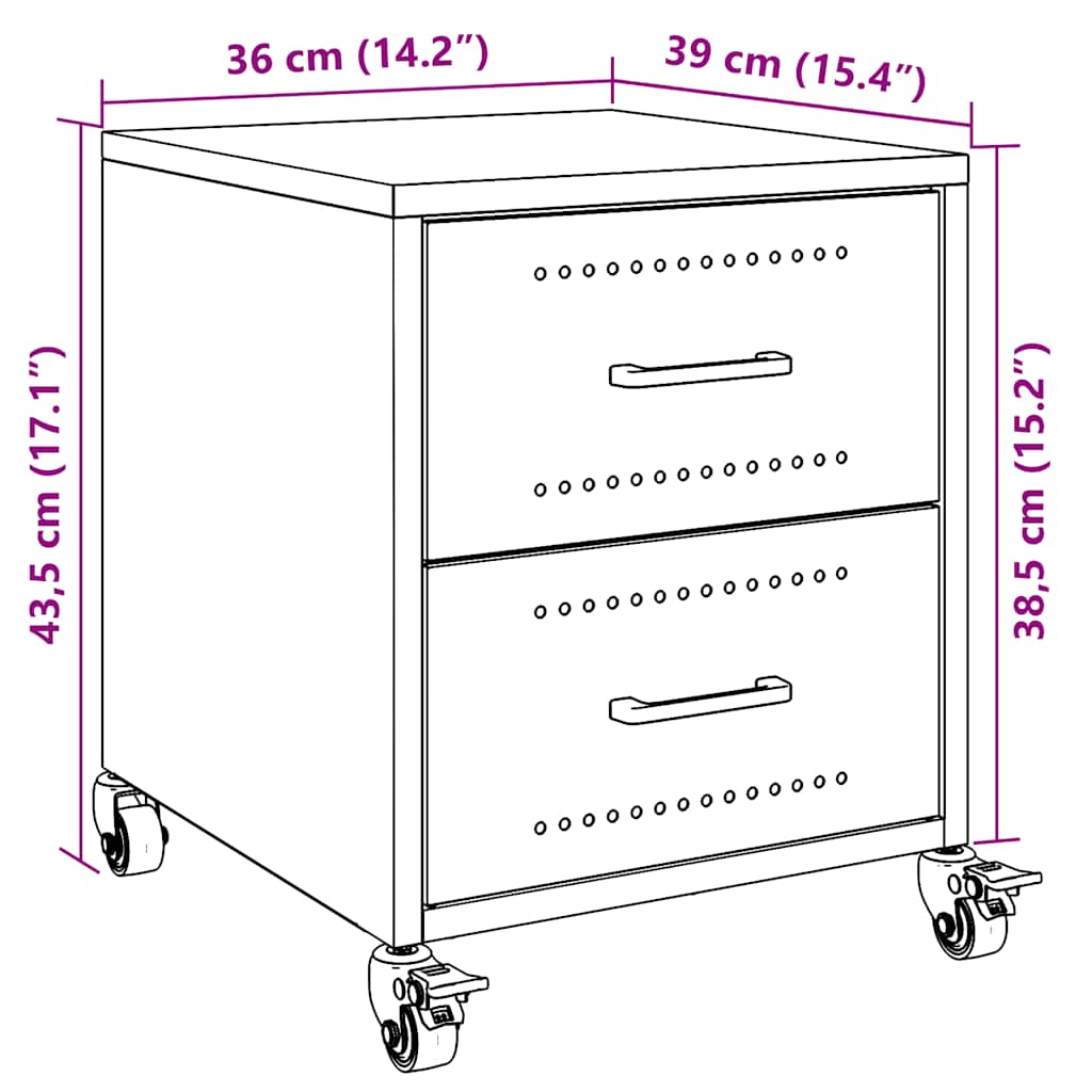 Mesas de cabeceira 2 pcs 36x39x43,5 cm aço branco