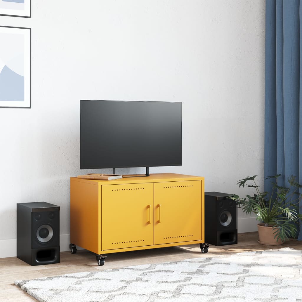 Móvel de TV 68x39x43,5 cm aço amarelo mostarda