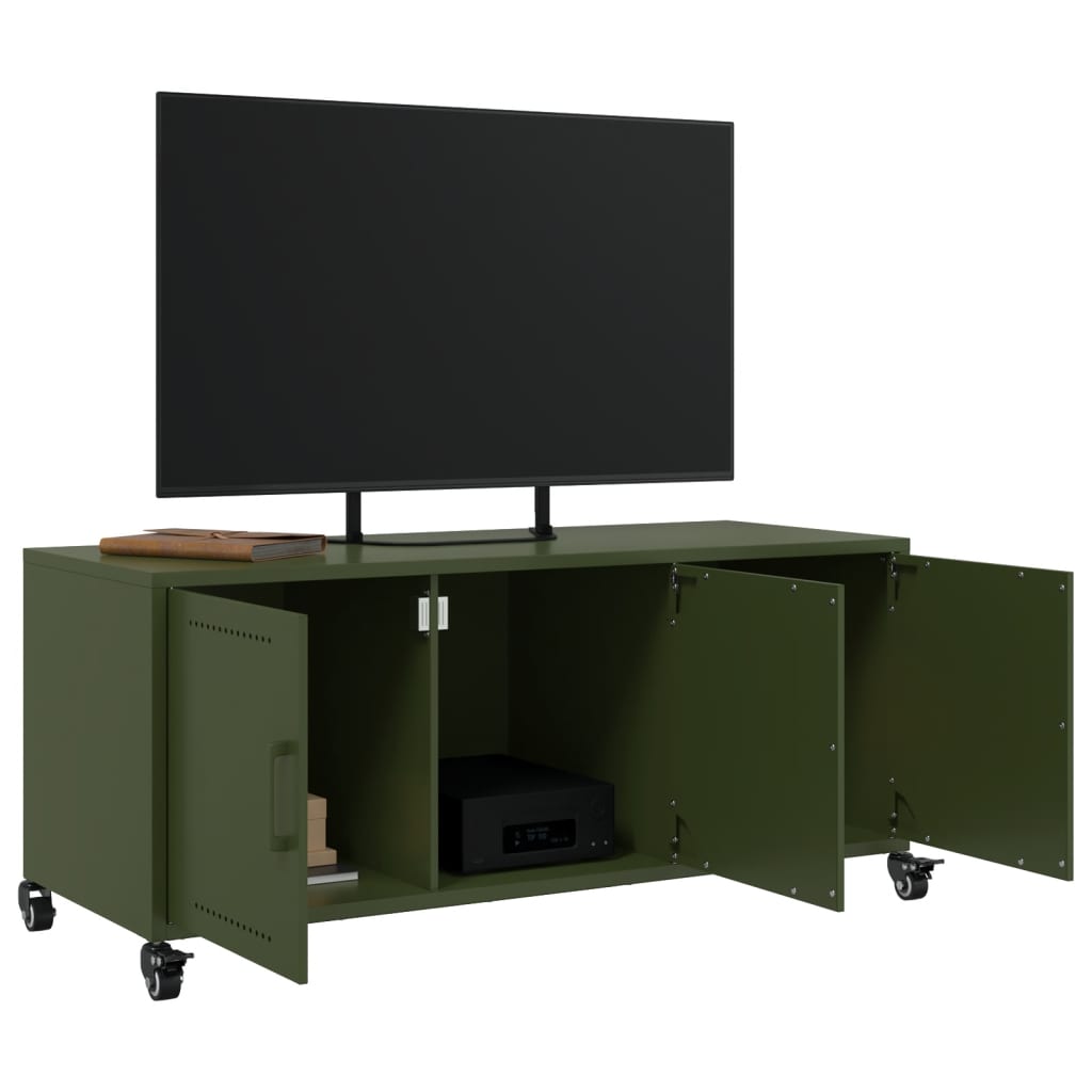 Móvel de TV 100,5x39x43,5 cm aço verde-azeitona