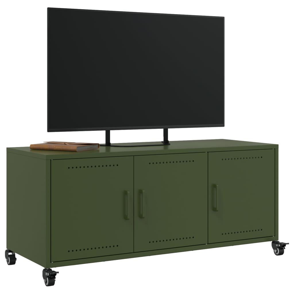 Móvel de TV 100,5x39x43,5 cm aço verde-azeitona