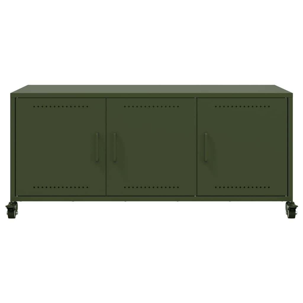 Móvel de TV 100,5x39x43,5 cm aço verde-azeitona