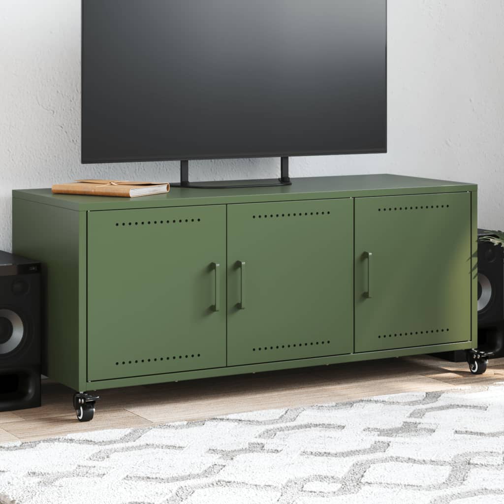 Móvel de TV 100,5x39x43,5 cm aço verde-azeitona