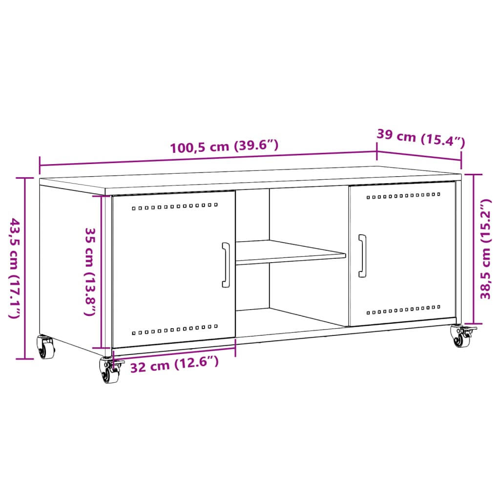 Móvel de TV 100,5x39x43,5 cm aço rosa