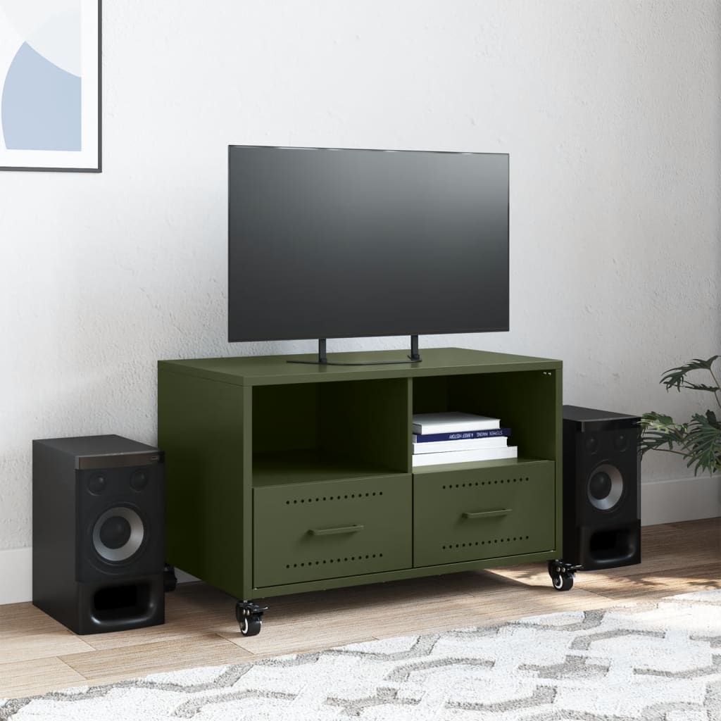 Móvel de TV 68x39x43,5 cm aço verde azeitona