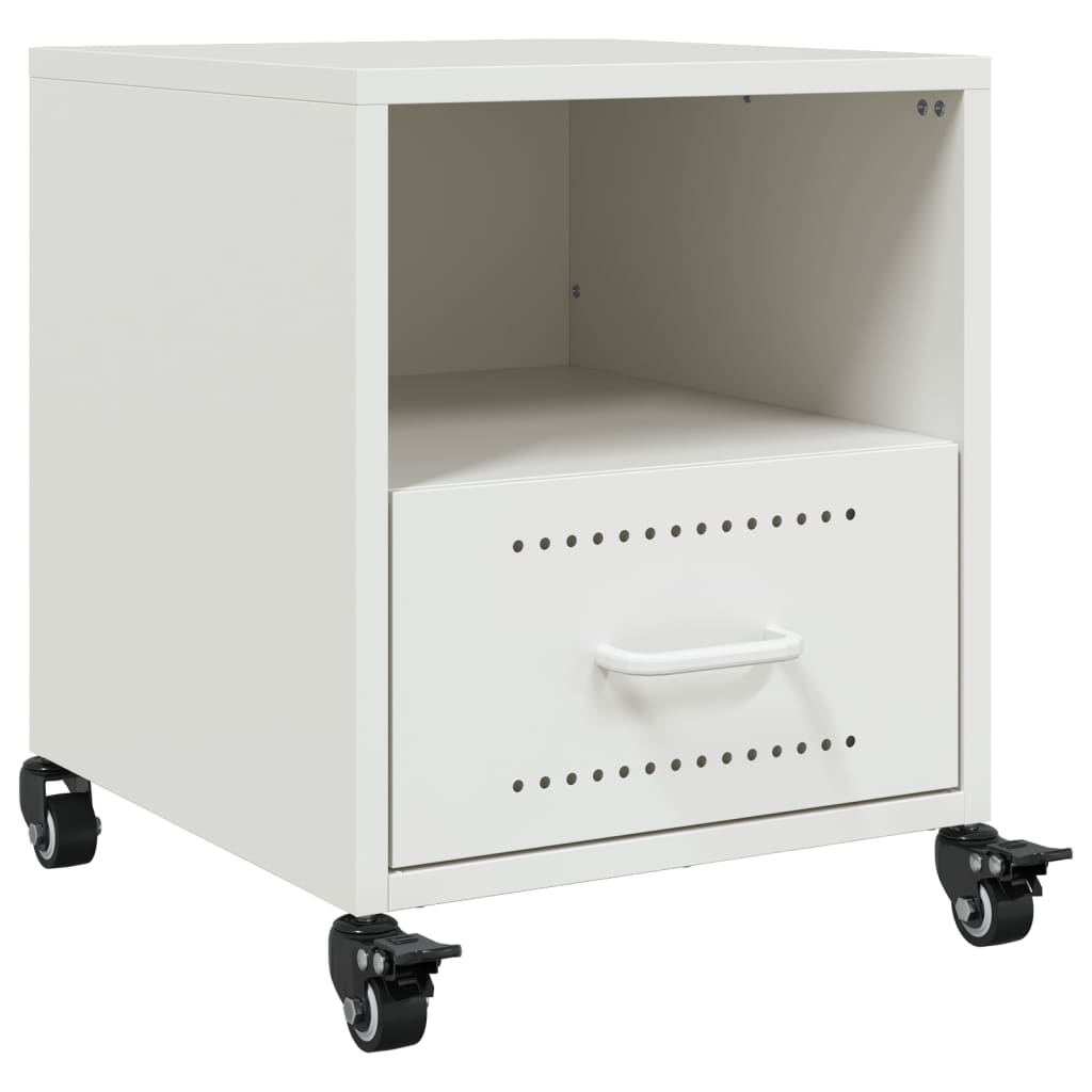 Mesas de cabeceira 2 pcs 36x39x43,5 cm aço branco