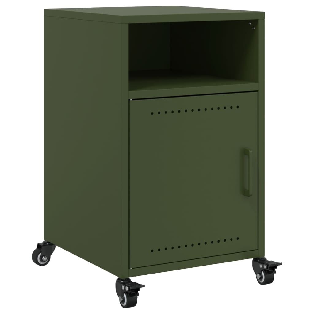 Mesas de cabeceira 2 pcs 36x39x59 cm aço verde-azeitona